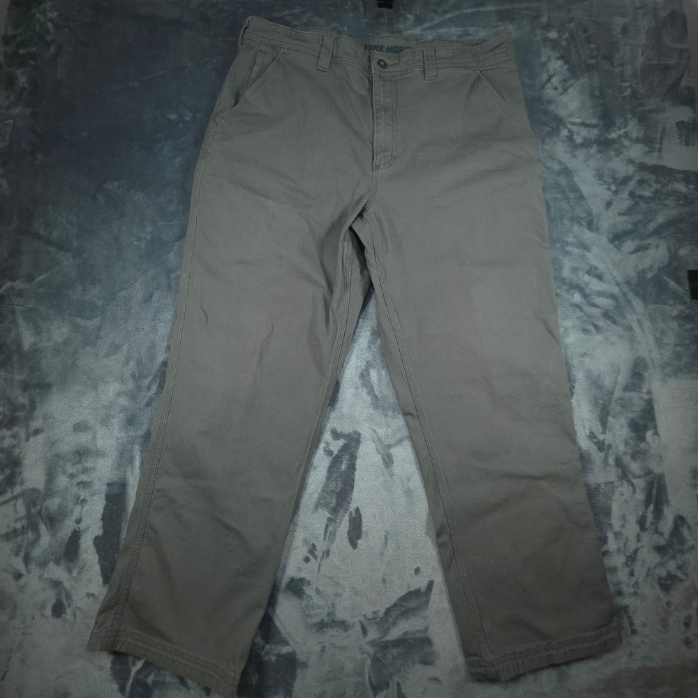 Duluth Trading Co Flex Fire Hose Relaxed Fit Gray Work Pants Mens 38x30 Utility